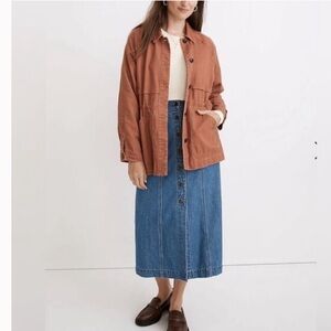 Madewell Ashgrove Chore Jacket Womens XS Burnt Orange Cotton Tencel Long Sleeve